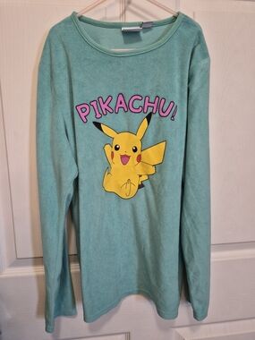 Pikachu Kids' Teal Graphic Long-Sleeve Top